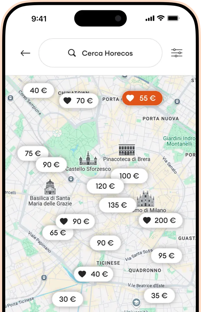Illustrative preview of Horecos map search.