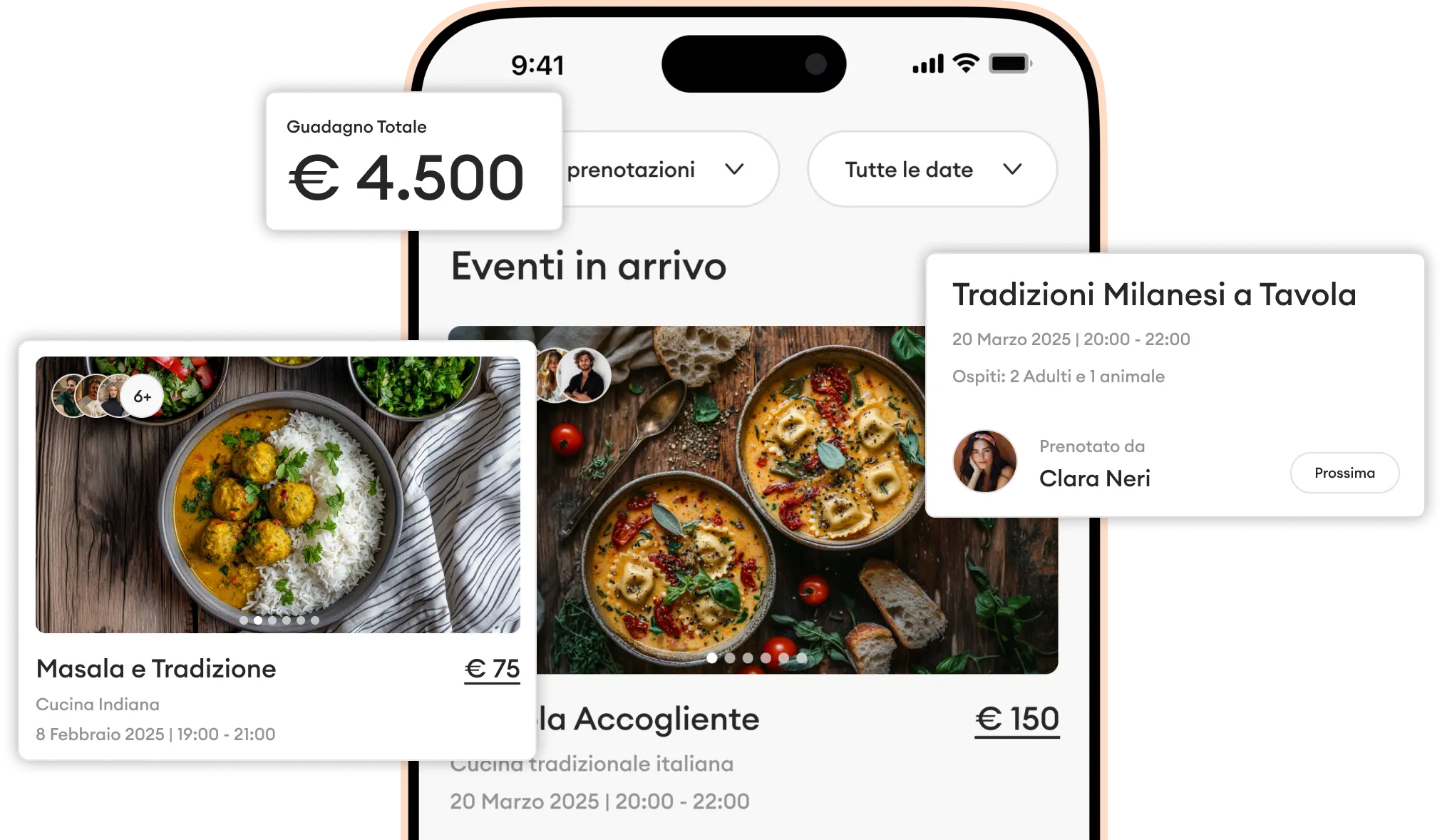 Horecos app preview - host mode